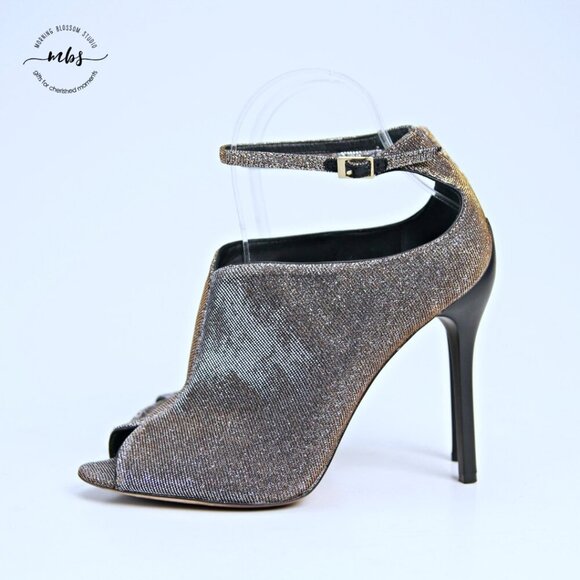 Brian Atwood BFliese Metallic Peep Toe Stilettos Silver Gold Women 7.5 - Picture 5 of 14